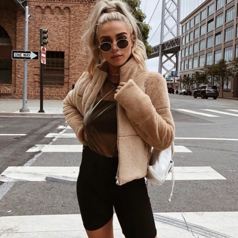 Tiger Mist Bridget Faux Fur Jacket in Tan
